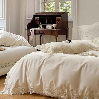 Luxe Lace Cotton Bedding Set - WhisperLinens