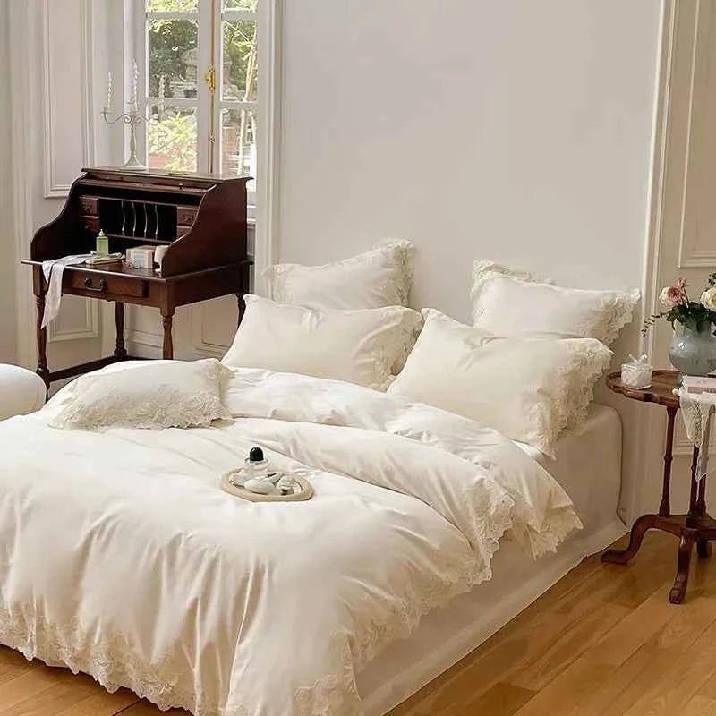 Luxe Lace Cotton Bedding Set - WhisperLinens