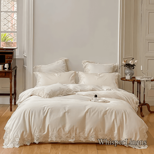Luxe Lace Cotton Bedding Set - WhisperLinens