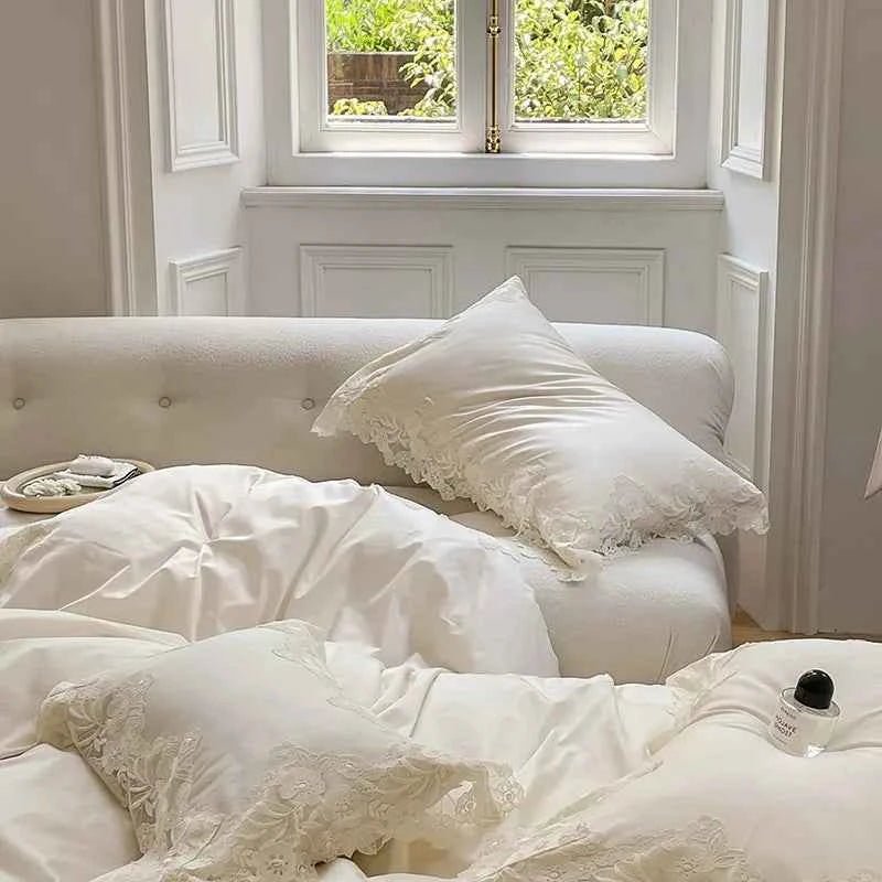 Luxe Lace Cotton Bedding Set - WhisperLinens
