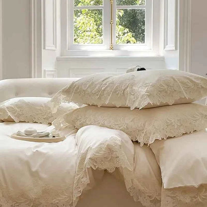 Luxe Lace Cotton Bedding Set - WhisperLinens