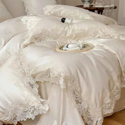 Luxe Lace Cotton Bedding Set - WhisperLinens