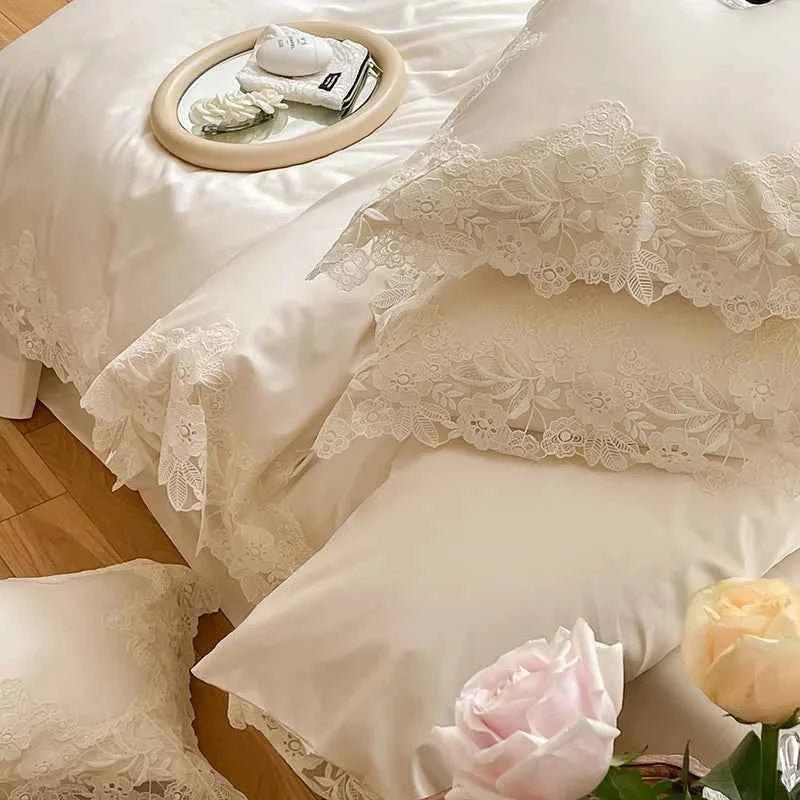 Luxe Lace Cotton Bedding Set - WhisperLinens