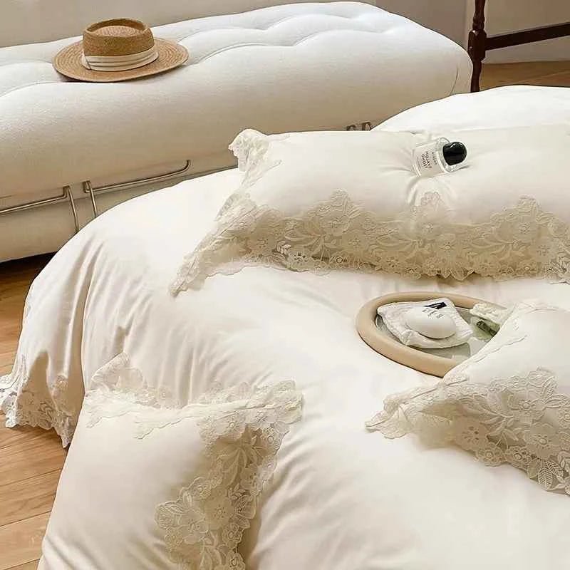 Luxe Lace Cotton Bedding Set - WhisperLinens