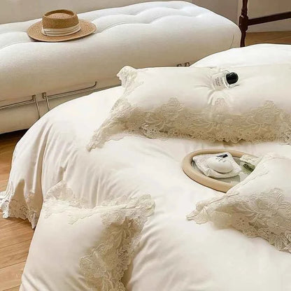 Luxe Lace Cotton Bedding Set - WhisperLinens