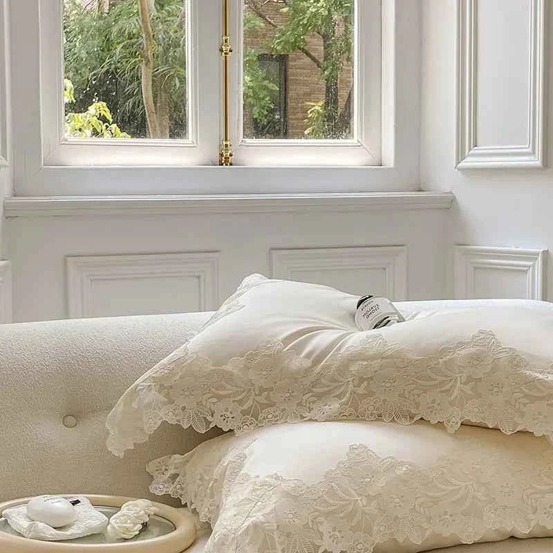 Luxe Lace Cotton Bedding Set - WhisperLinens