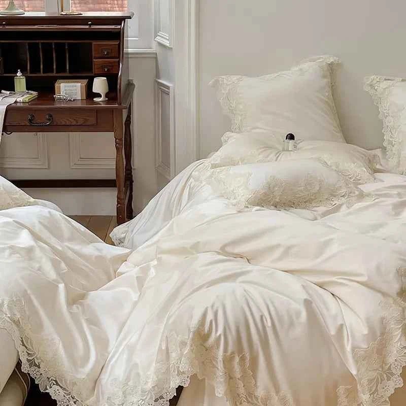 Luxe Lace Cotton Bedding Set - WhisperLinens