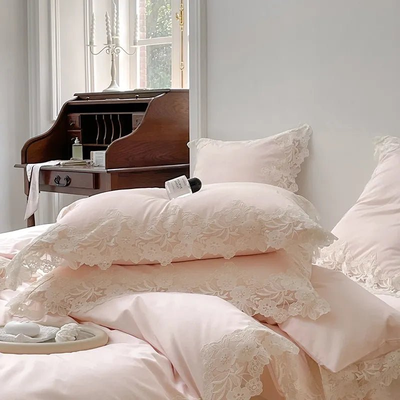 Luxe Lace Cotton Bedding Set - WhisperLinens