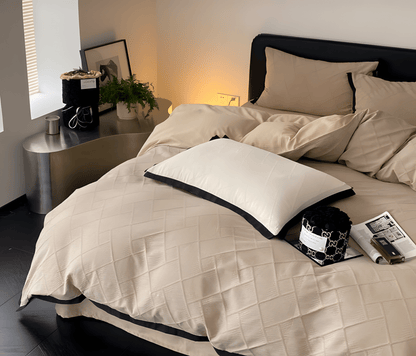 Luxe Noir Diamond Cotton Bedding Set - WhisperLinens
