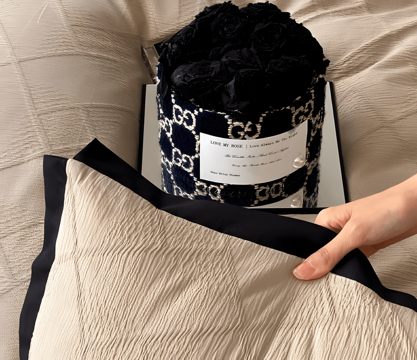 Luxe Noir Diamond Cotton Bedding Set - WhisperLinens