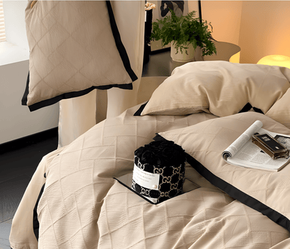 Luxe Noir Diamond Cotton Bedding Set - WhisperLinens