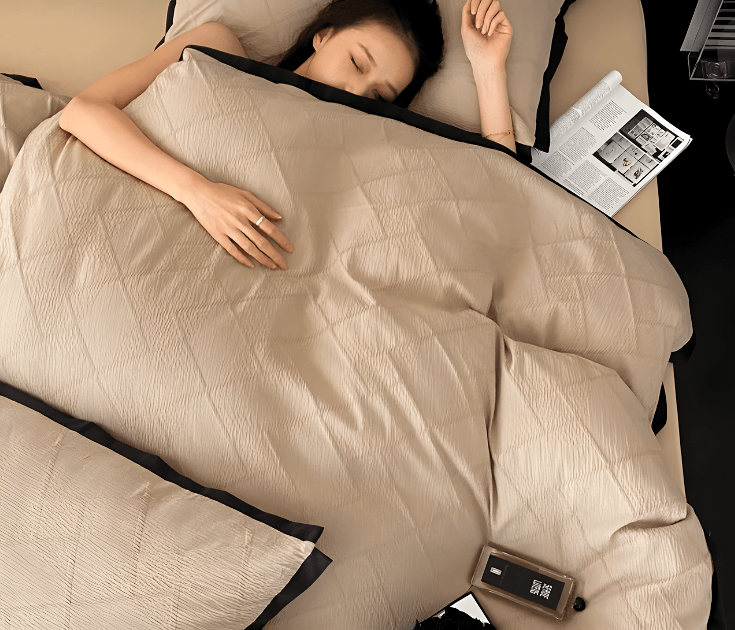 Luxe Noir Diamond Cotton Bedding Set - WhisperLinens