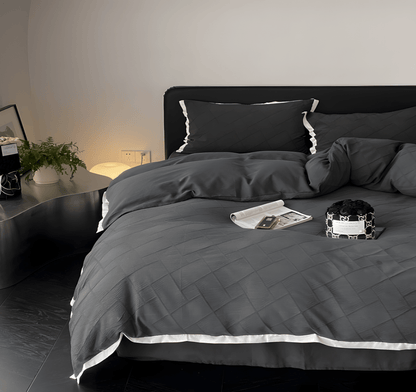 Luxe Noir Diamond Cotton Bedding Set - WhisperLinens