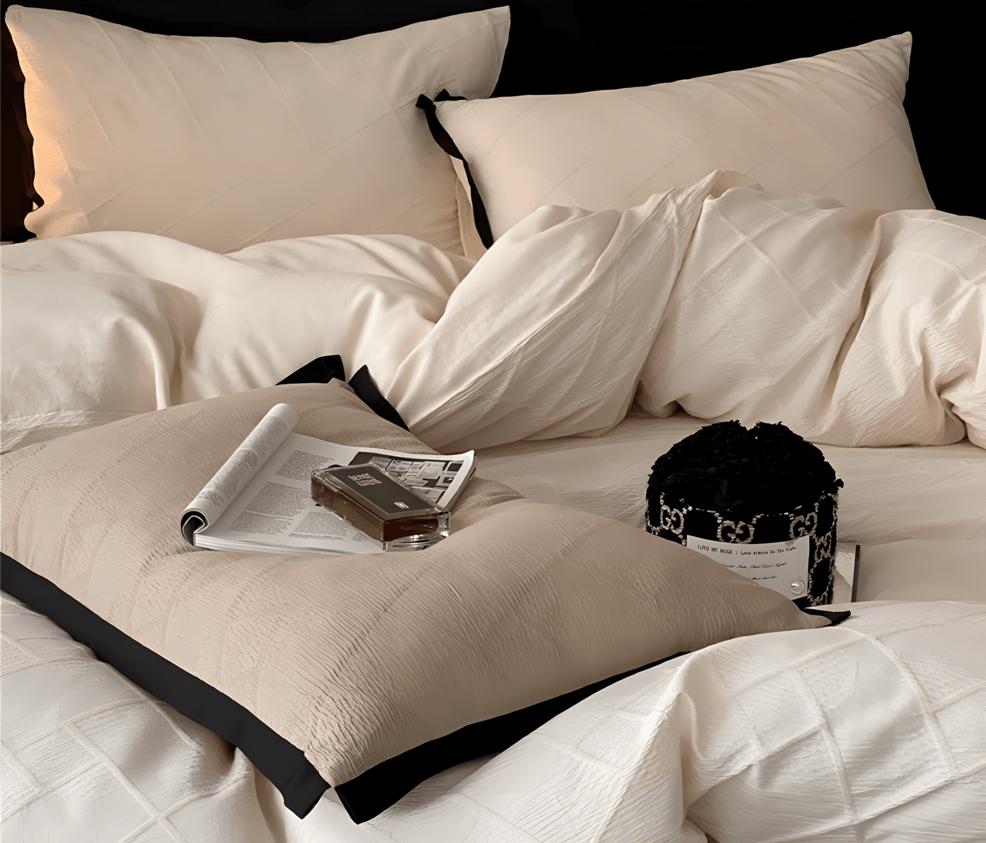 Luxe Noir Diamond Cotton Bedding Set - WhisperLinens