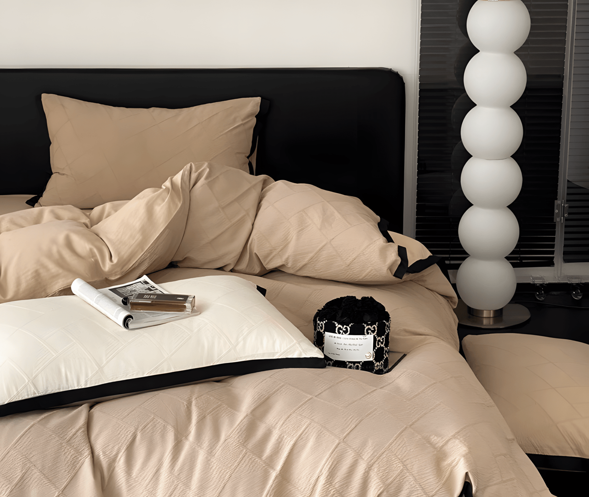 Luxe Noir Diamond Cotton Bedding Set - WhisperLinens