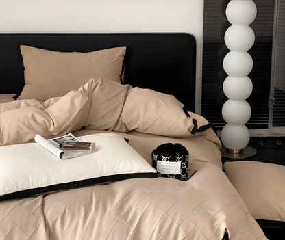Luxe Noir Diamond Cotton Bedding Set - WhisperLinens