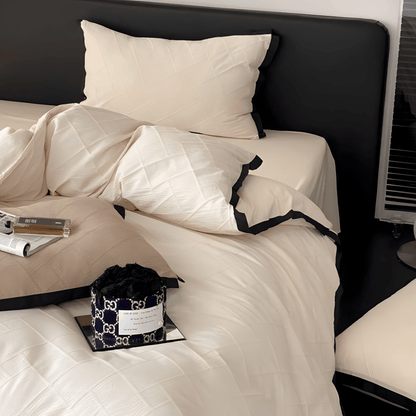 Luxe Noir Diamond Cotton Bedding Set - WhisperLinens