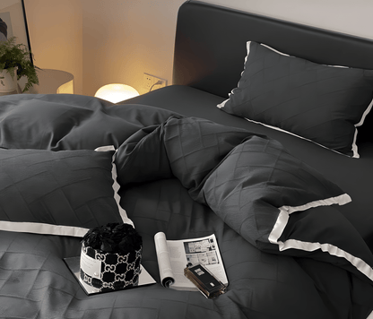 Luxe Noir Diamond Cotton Bedding Set - WhisperLinens
