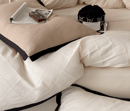 Luxe Noir Diamond Cotton Bedding Set - WhisperLinens