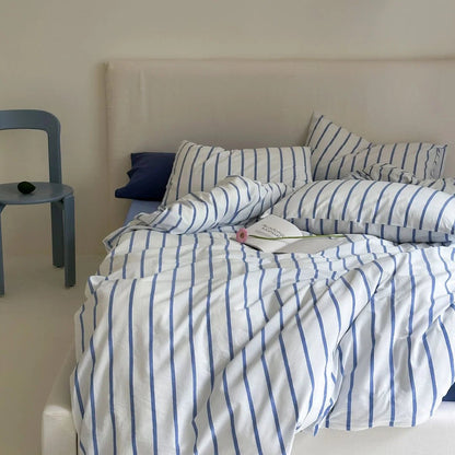 Marlowe Coastal Stripe Washed Cotton Bedding Set - WhisperLinens