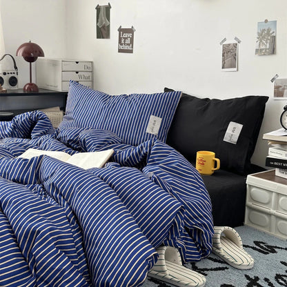 Navy / Black Stripe Bedding Collection