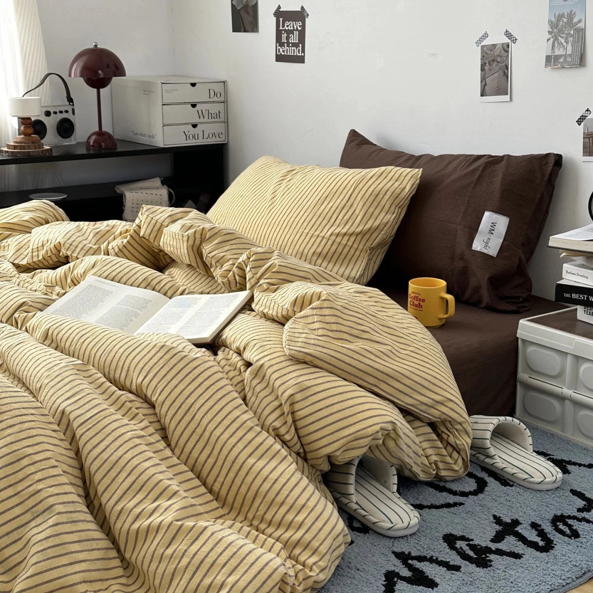 Beige / Dark Brown Stripe Bedding Collection