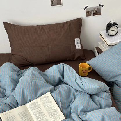 Blue / Brown Stripe Bedding Collection