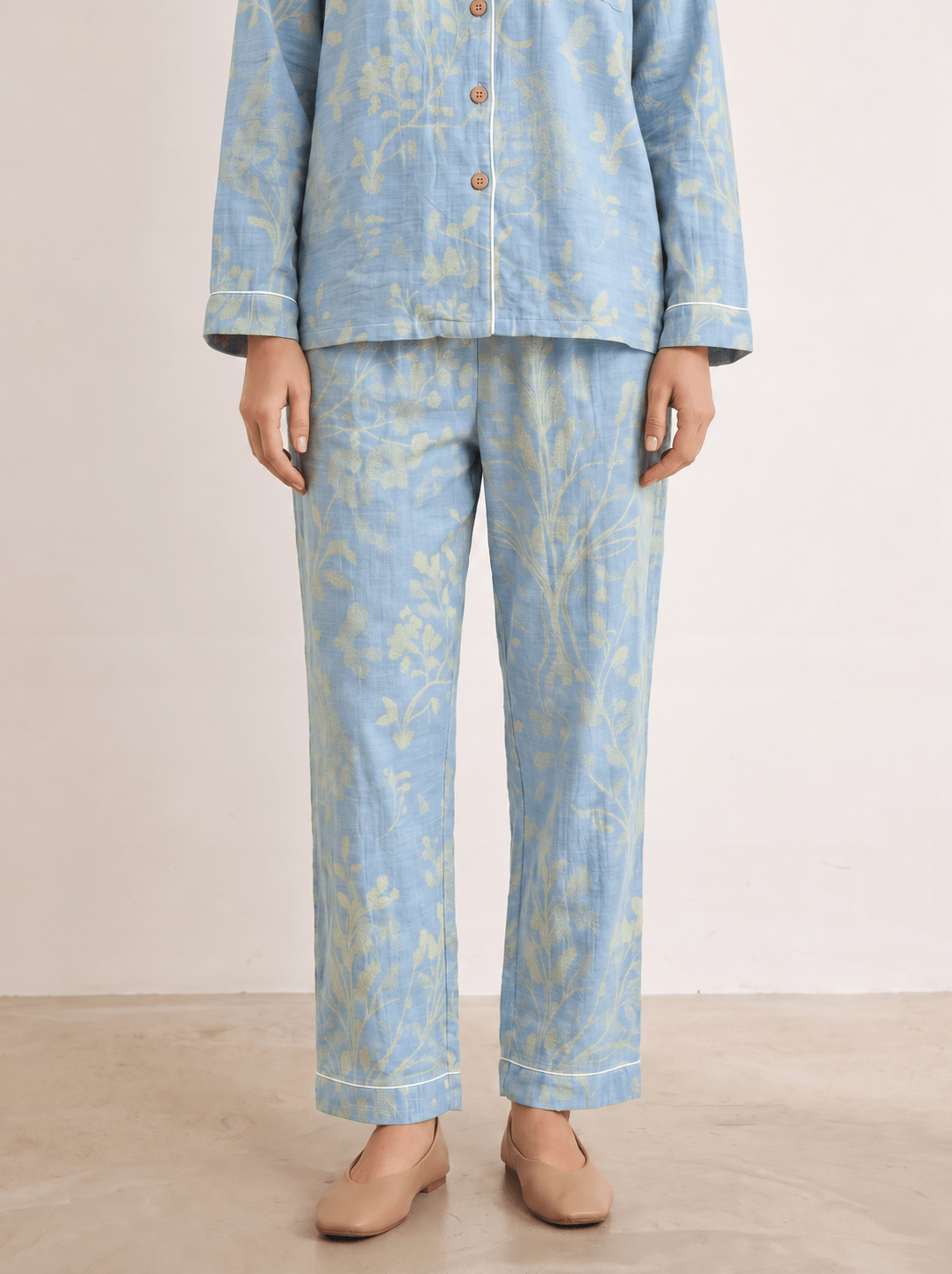 Mirabel Botanical Long-Sleeve Cotton Pajama Set - WhisperLinens