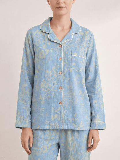 Mirabel Botanical Long-Sleeve Cotton Pajama Set - WhisperLinens