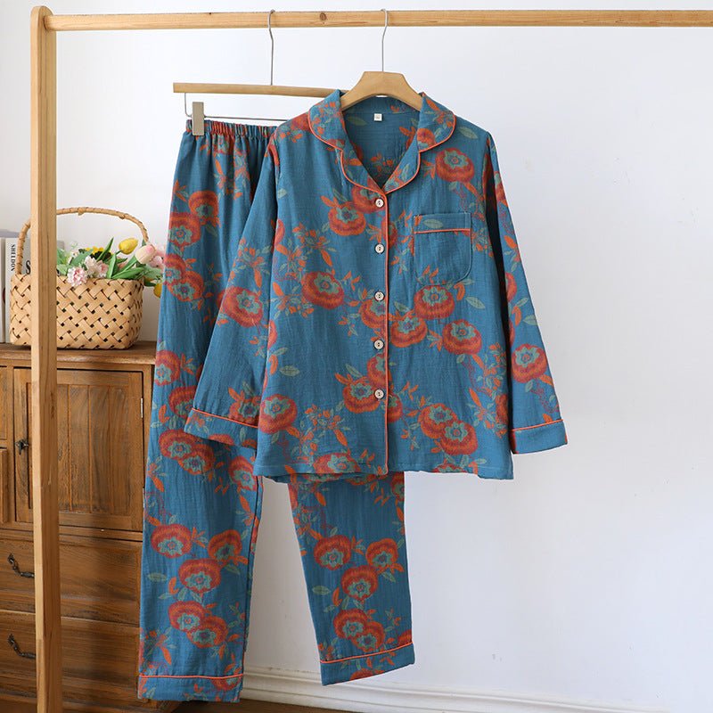 Mirabel Botanical Long-Sleeve Cotton Pajama Set - WhisperLinens