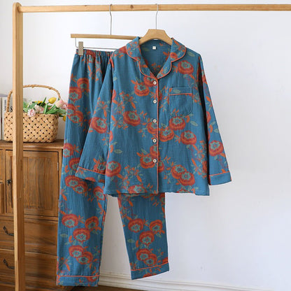 Mirabel Botanical Long-Sleeve Cotton Pajama Set - WhisperLinens
