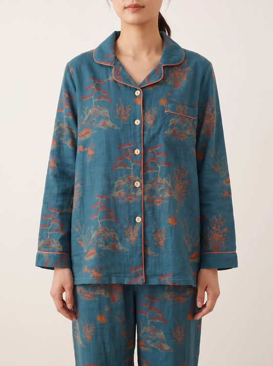 Mirabel Botanical Long-Sleeve Cotton Pajama Set - WhisperLinens