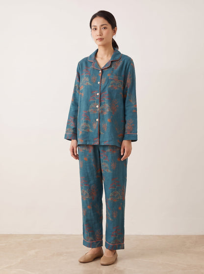 Mirabel Botanical Long-Sleeve Cotton Pajama Set - WhisperLinens