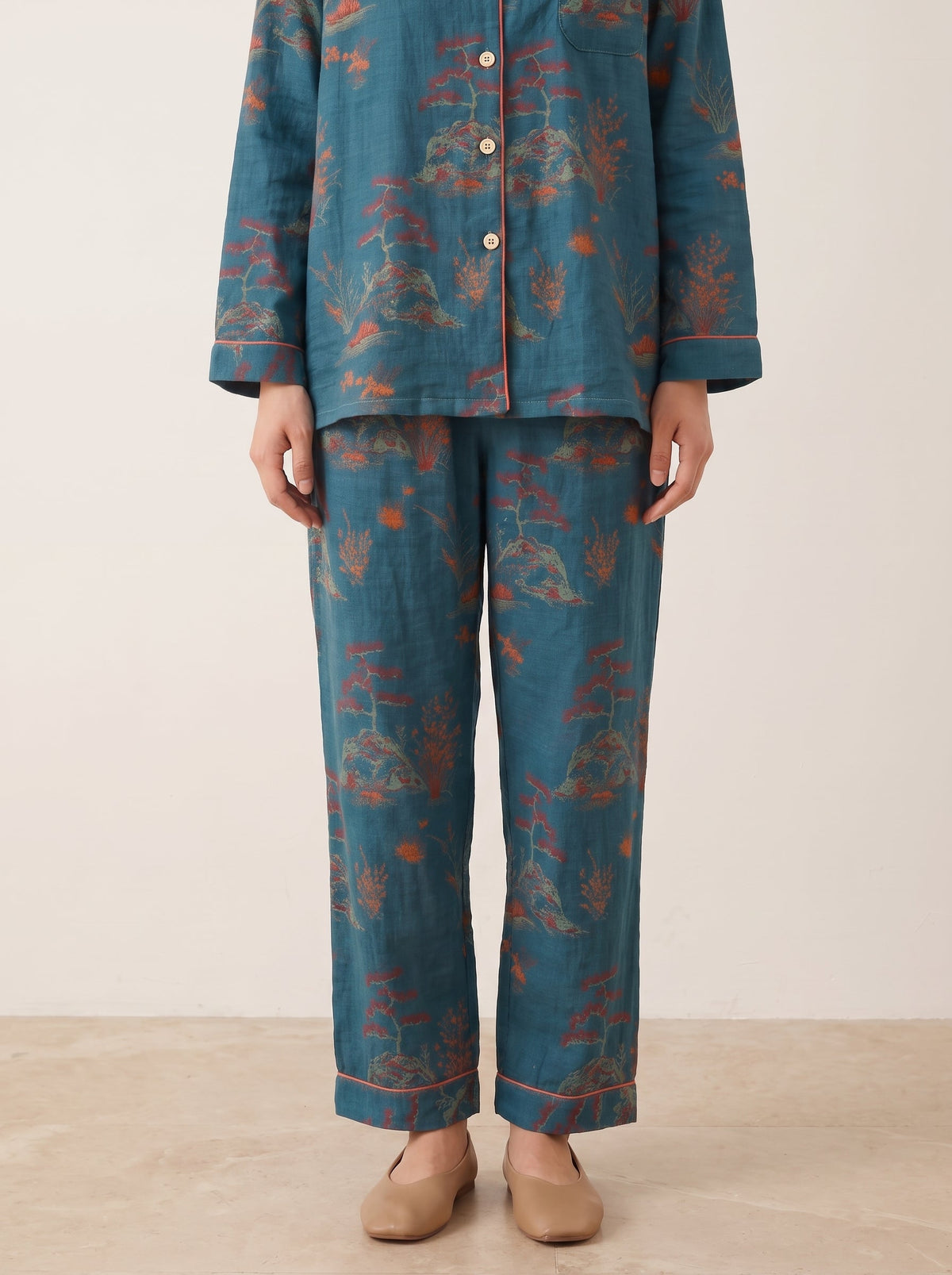 Mirabel Botanical Long-Sleeve Cotton Pajama Set - WhisperLinens