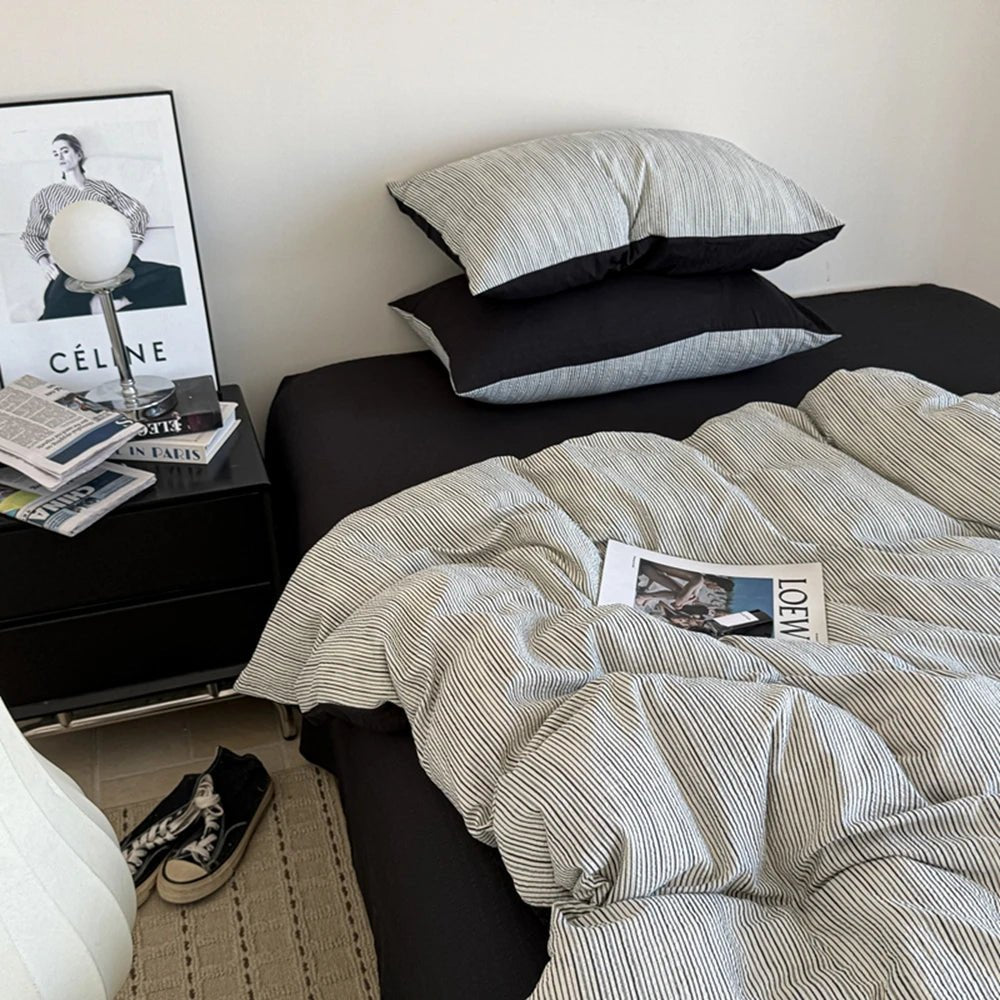 Monochrome Stripe Bedding Collection - WhisperLinens