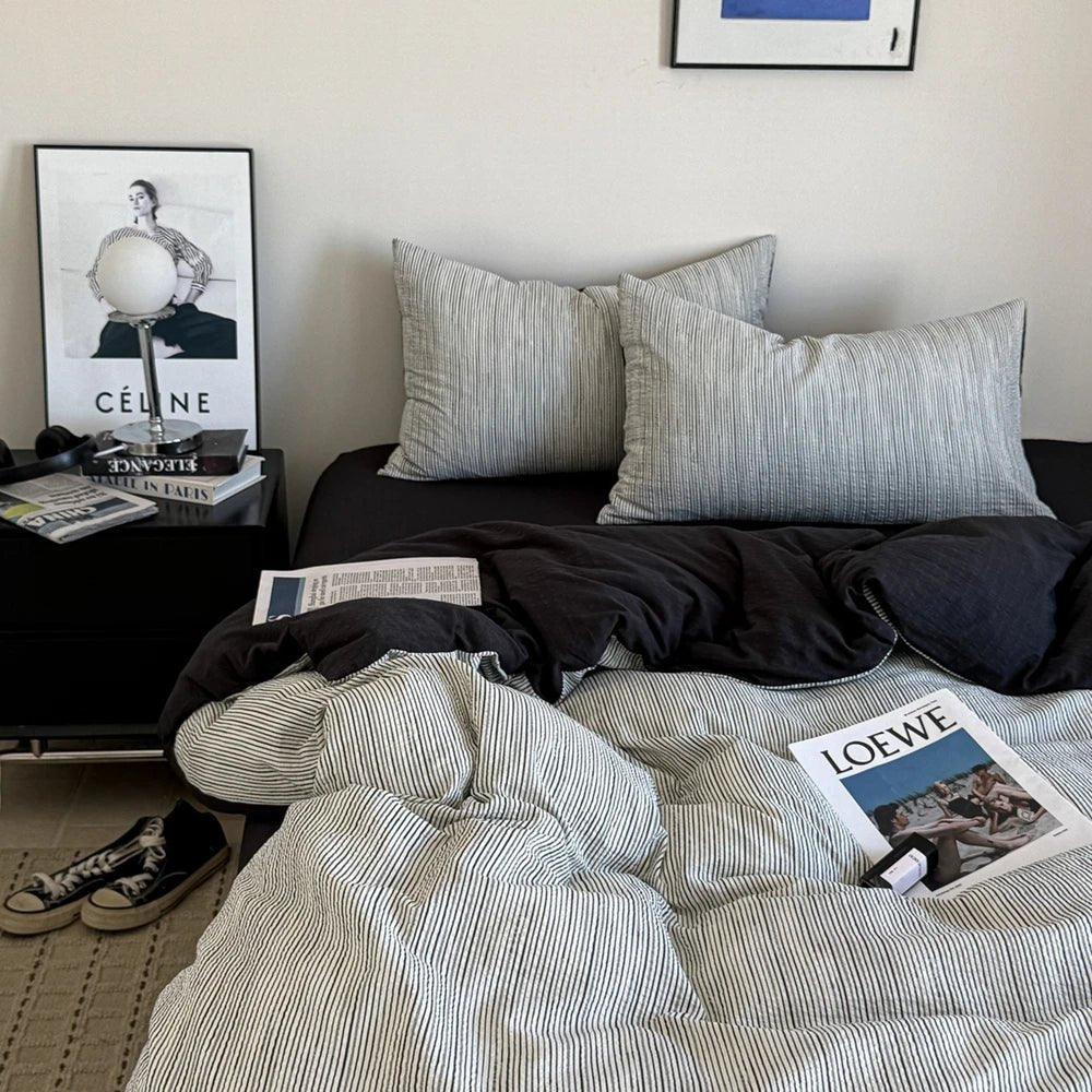Monochrome Stripe Bedding Collection - WhisperLinens