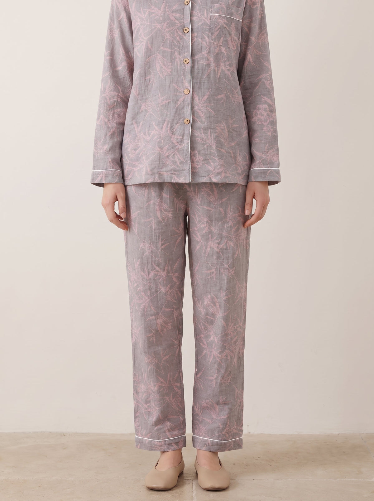 Odette Botanical Long-Sleeve Cotton Pajama Set - WhisperLinens