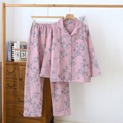 Odette Botanical Long-Sleeve Cotton Pajama Set - WhisperLinens