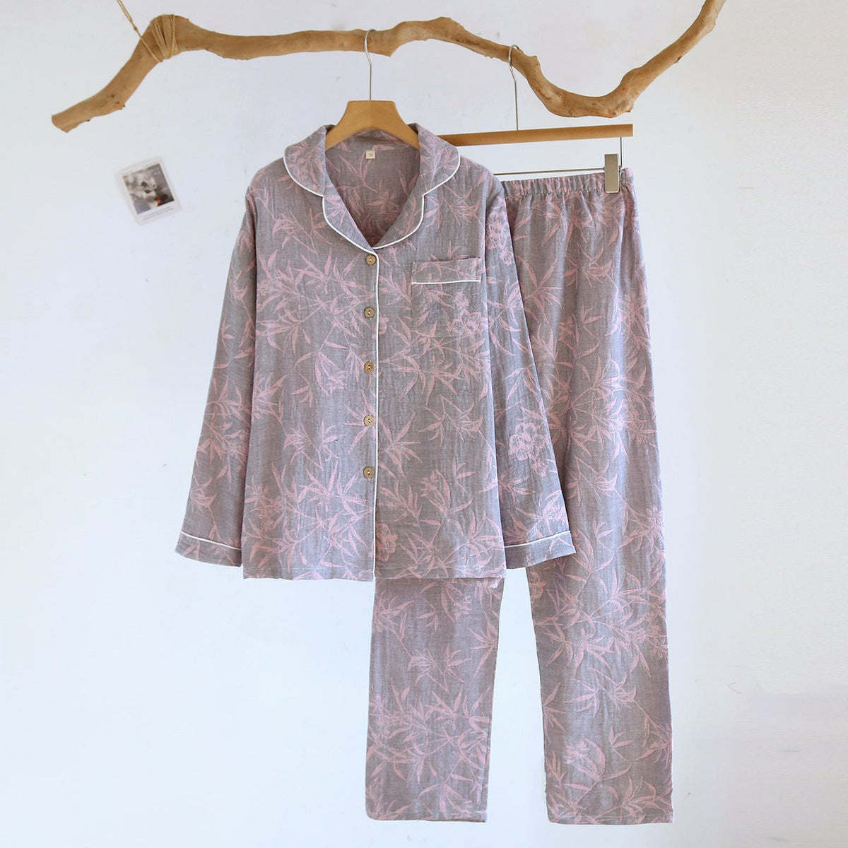 Odette Botanical Long-Sleeve Cotton Pajama Set - WhisperLinens