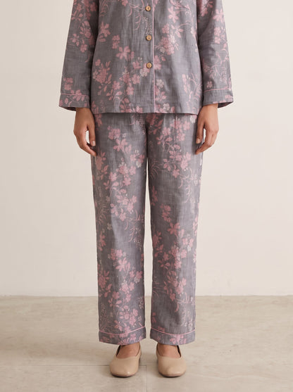 Odette Botanical Long-Sleeve Cotton Pajama Set - WhisperLinens