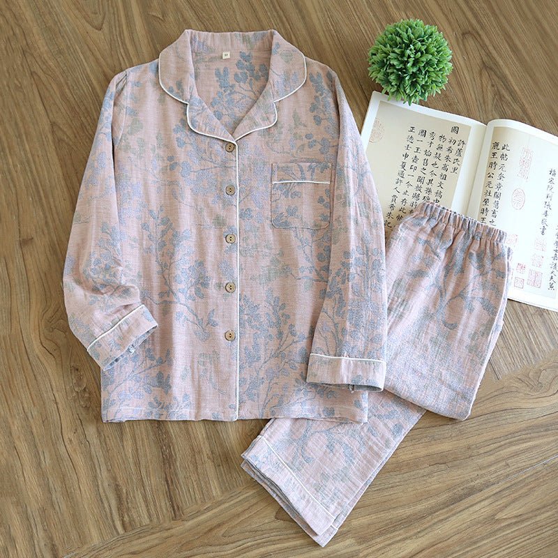 Odette Botanical Long-Sleeve Cotton Pajama Set - WhisperLinens