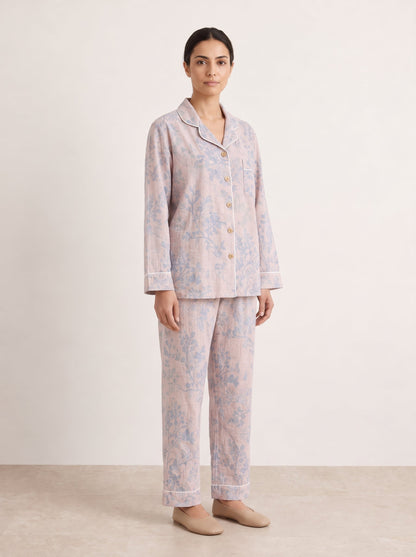 Odette Botanical Long-Sleeve Cotton Pajama Set - WhisperLinens