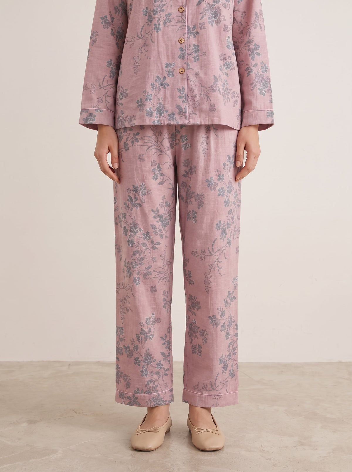 Odette Botanical Long-Sleeve Cotton Pajama Set - WhisperLinens