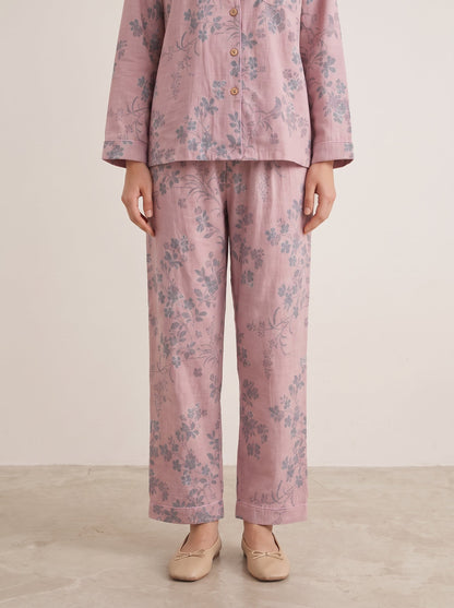 Odette Botanical Long-Sleeve Cotton Pajama Set - WhisperLinens