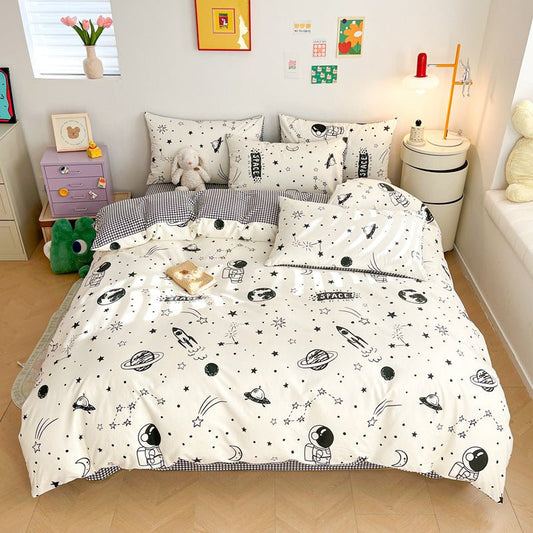 Orbit Space Print Reversible Cotton Bedding Set - WhisperLinens