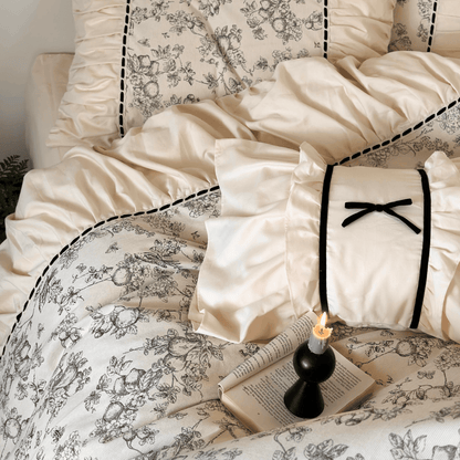 Parisian Elegance Bow-Tie Bedding Set / Cream White - WhisperLinens