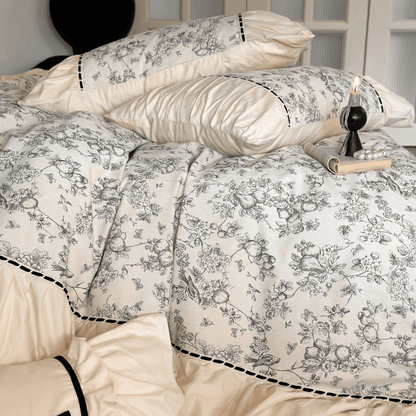 Parisian Elegance Bow-Tie Bedding Set / Cream White - WhisperLinens