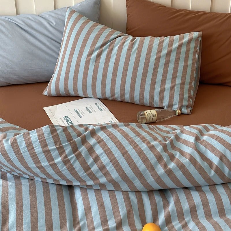 Sky Multicolor Stripe Cotton Bedding Set