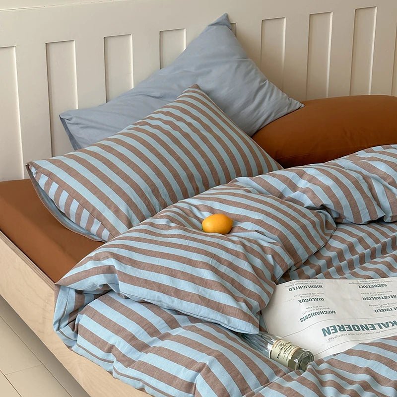 Sky Multicolor Stripe Cotton Bedding Set