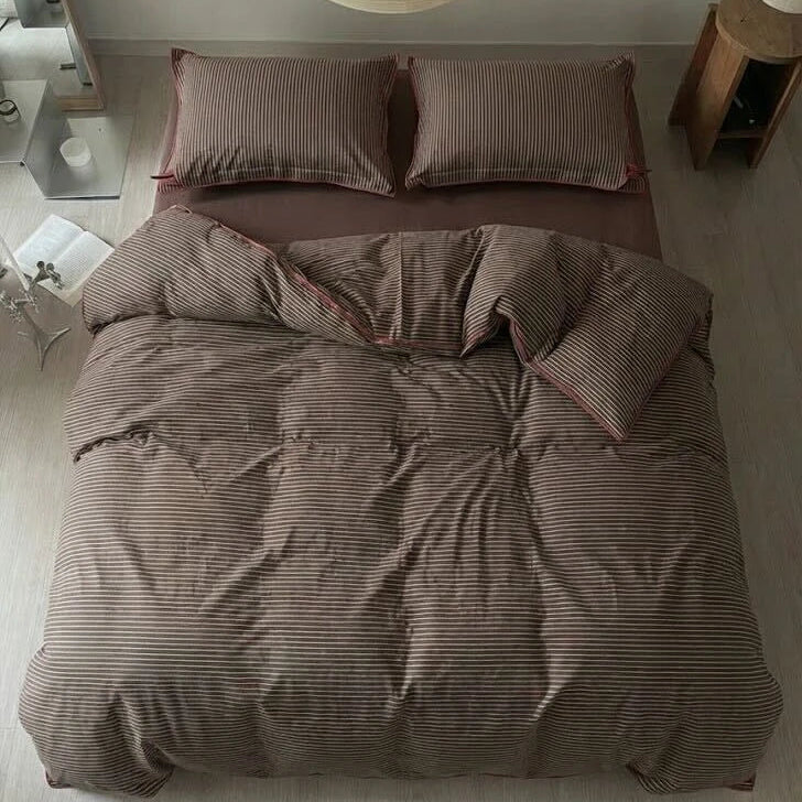 Red Piped Stripe Bedding Collection - WhisperLinens